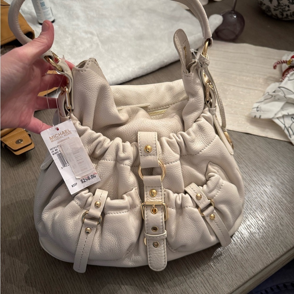 NWT Michael Kors Cream Jennings Hobo Bag - Picture 5 of 7